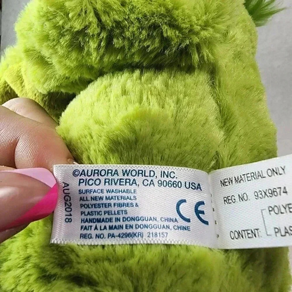 Aurora 15" Grinch Plush Stuffed Toy Dr. Seuss Christmas 2018 Washable - Picture 5 of 6